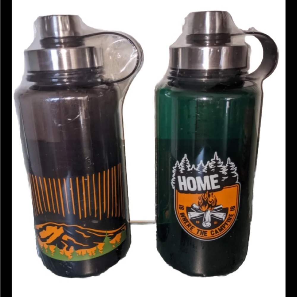 2 Ozark Trail Water Bottle w/ Screw-on Lid Green brown BPA Free NEW Park theme